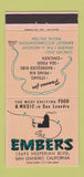 Matchbook Cover - The Embers San Leandro CA restaurant 30 Strike