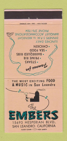 Matchbook Cover - The Embers San Leandro CA restaurant 30 Strike