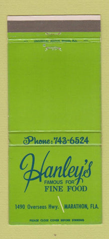 Matchbook Cover - Hanley's Restaurant Marathon FL 30 Strike