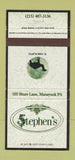 Matchbook Cover - Stephen's Manayunk PA Camel Cigarettes 30 Strike