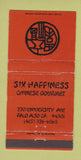 Matchbook Cover - Six Happiness Chinese Restaurant Palo Alto CA 30 Strike