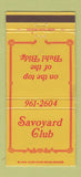 Matchbook Cover - Savoyard Club Detroit MI 30 Strike