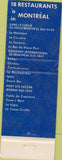 Matchbook Cover - Kebec Restaurant Quebec WORN