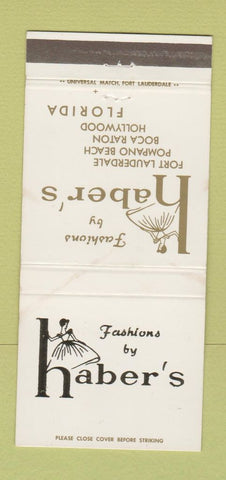 Matchbook Cover - Haber's Women's Clothes Hollywood Boca Raton FL 30 Strike
