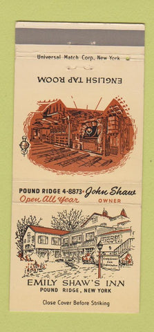 Matchbook Cover - Emily Shaw's Inn Pound Ridge NY 30 Strike