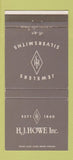Matchbook Cover - HJ Howe Jewelry Syracuse NY 30 Strike