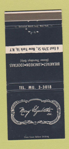 Matchbook Cover - Mary Elizabeth's Restaurant New York City 30 Strike