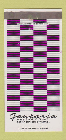 Matchbook Cover - Fantasia Restaurant Cambridge MA 30 Strike
