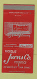 Matchbook Cover - Nicholas Jerns Insurance Bellingham MA 30 Strike