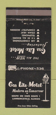 Matchbook Cover - Gas Lite Motel Lawrenceville IL 30 Strike