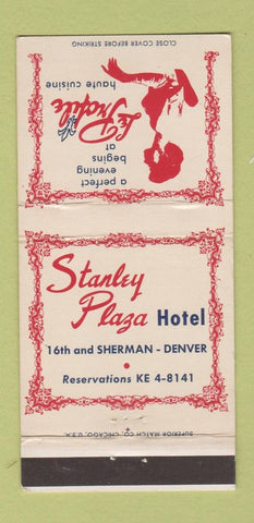 Matchbook Cover - Stanley Plaza Hotel Denver Colorado girlie 30 Strike