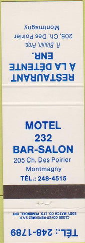 Matchbook Cover - Motel Restaurant Montmagny