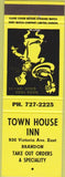 Matchbook Cover - Town Hosue Inn Brandon Manitoba Canada