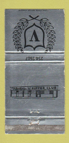 Matchbook Cover - Valentini's Supper Club Italian WEAR 30 Strike