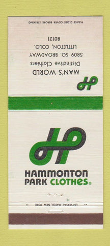 Matchbook Cover - Hammonton Park Clothes Littleton Colorado 30 Strike