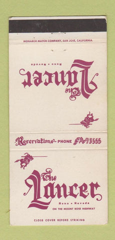 Matchbook Cover - The Lancer Reno NV 30 Strike