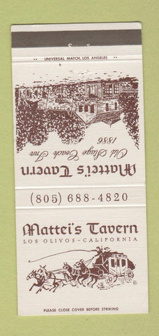 Matchbook Cover - Mattei's Tavern Los Olivos CA 30 Strike