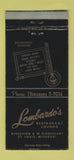Matchbook Cover - Lombardo's Restaurant St Louis MO WEAR 30 Strike