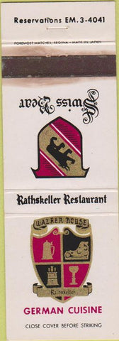 Matchbook Cover - Swiss Bear Restaurant Ontario WEAR