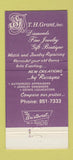 Matchbook Cover - TH Grant Gems Farmington Hills MI 30 Strike