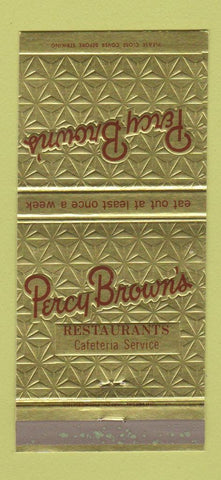 Matchbook Cover - Percy Brown's Restaurants Wilkes Barre PA Allentown 30 Strike