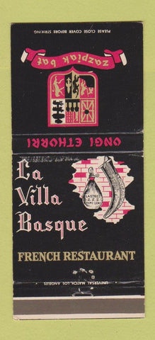 Matchbook Cover - La Villa Basque French Vernon CA 30 Strike