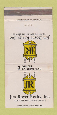 Matchbook Cover - Jim Royer Real Estate Atlanta GA Tucker WEAR 30 Strike