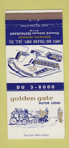 Matchbook Cover - Golden Gate Motor Lodge Southgate MI 30 Strike