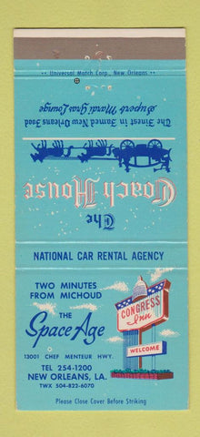 Matchbook Cover - The Coach Hosue Space Age Motel New Orelans LA 30 Strike