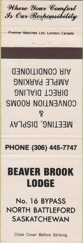 Matchbook Cover - Beaver Brook Lodge North Battleford SK