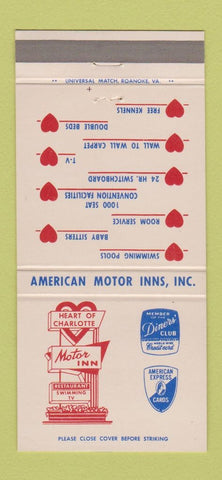 Matchbook Cover - Heart of Charlotte Motor Inn NC 30 Strike