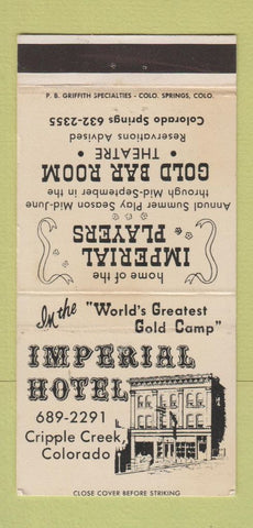 Matchbook Cover - Imperial Hotel Cripple Creek Colorado WEAR 30 Strike