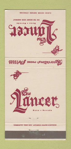 Matchbook Cover - The Lancer Reno NV 30 Strike