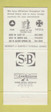 Matchbook Cover - Schmidt Bartelt Funeral Home Milwaukee Wauwatosa WI 30 Strike