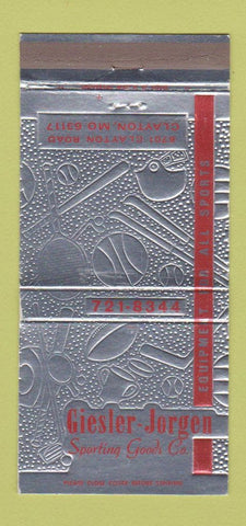Matchbook Cover - Giesler Jorgen Sporting Goods Clayton MO 1972 30 Strike