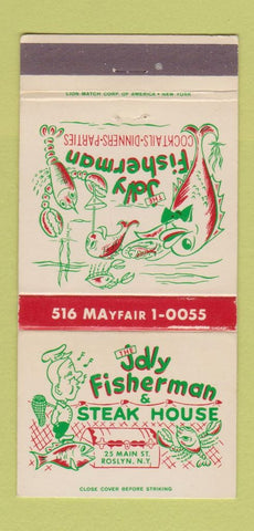 Matchbook Cover - Jolly Fisherman Steak House Roslyn NY 30 Strike