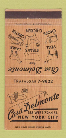 Matchbook Cover - Casa Delmonte New York City restaurant 30 Strike