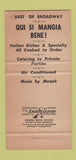 Matchbook Cover - Casa Delmonte New York City restaurant 30 Strike