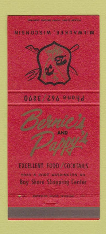 Matchbook Cover - Bernie's and Pappy's Restaurant Milwaukee WI 30 Strike