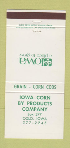 Matchbook Cover - Iowa Corn By Products Colo IA 30 Strike