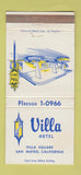 Matchbook Cover - Villa Hotel San Mateo CA 30 Strike