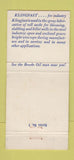 Matchbook Cover - Brooks Oil Film Lubricants Hamilton ON Cleveland OH 30 Strike