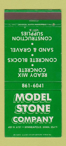 Matchbook Cover - Model Stone Minneapolis MN concrete 30 Strike
