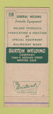 Matchbook Cover - Burton Welding Whittier CA 30 Strike
