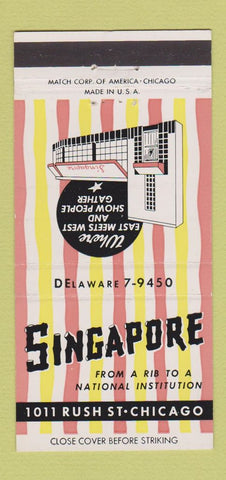 Matchbook Cover - Singapore Restaurant Chicago IL 30 Strike