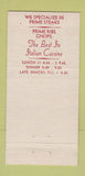 Matchbook Cover - Alpino Italian Restaurant Chicago IL 30 Strike