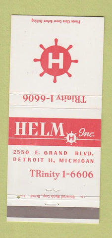 Matchbook Cover - Helm Inc Detroit MI bindery imprinting 30 Strike