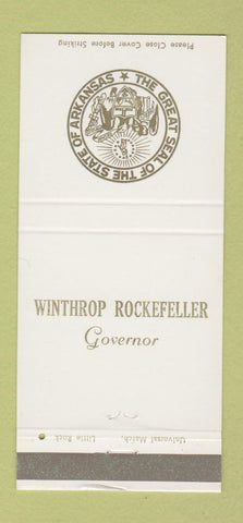Matchbook Cover - Winthrop Rockefeller Governor AR Arkansas 30 Strike
