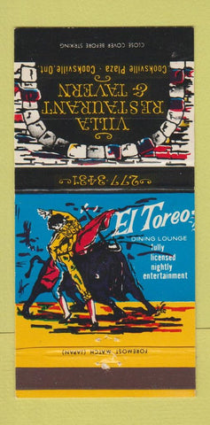 Matchbook Cover - El Toreo Villa Restaurant Cooksville ON matador 30 Strike