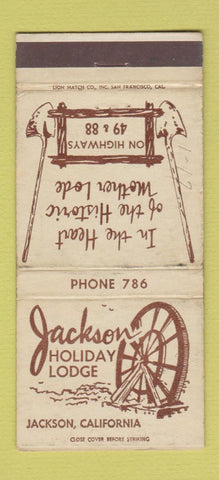 Matchbook Cover - Jackson Holiday Lodge Jackson CA WEAR 30 Strike
